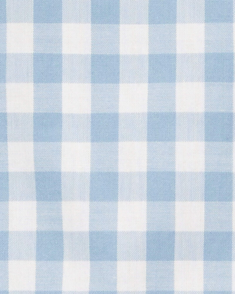 Baby 2-Piece Gingham Romper & Hat Set -Blue, image 2 of 3 slides