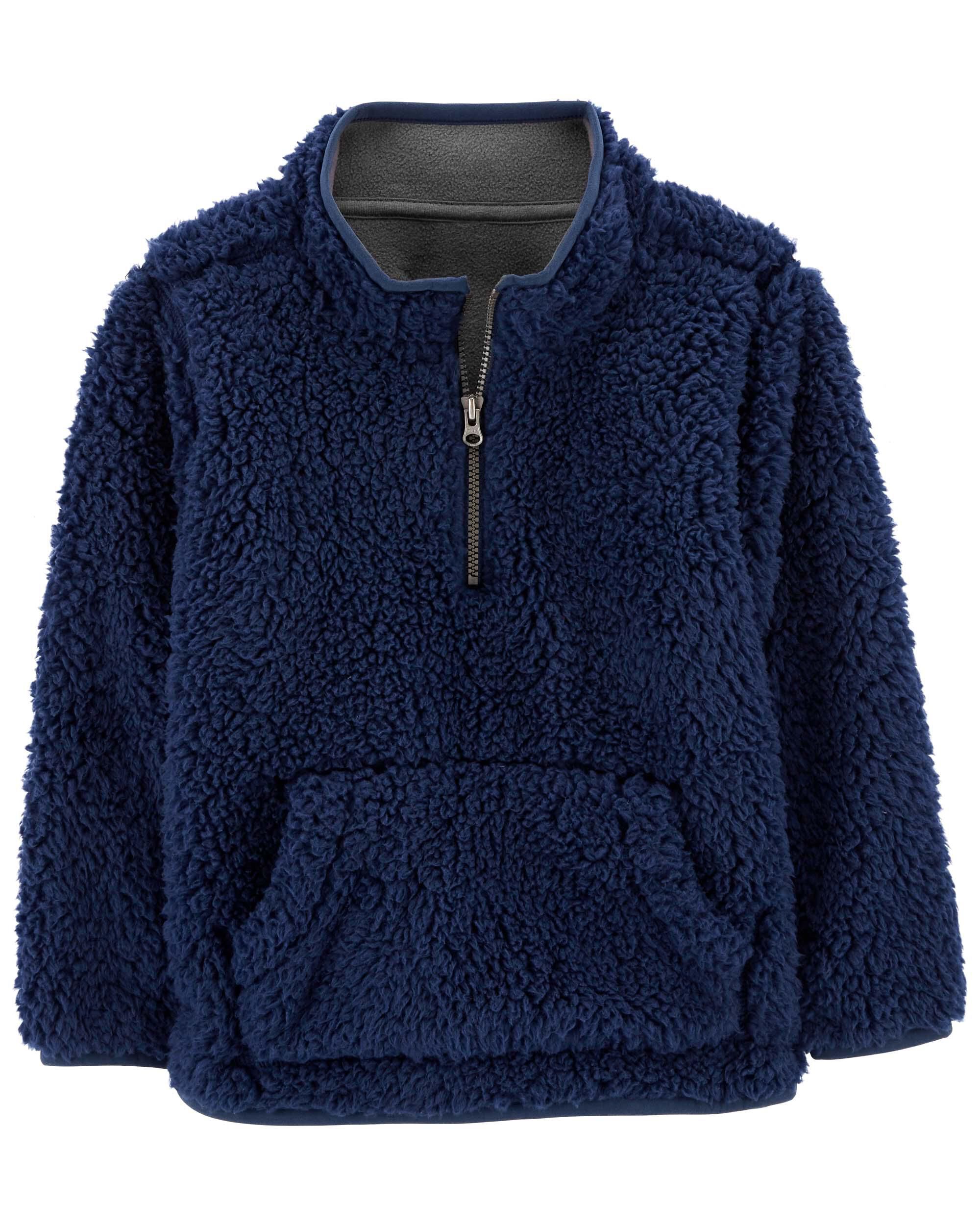 Navy Baby Quarter Zip Sherpa Pullover skiphop