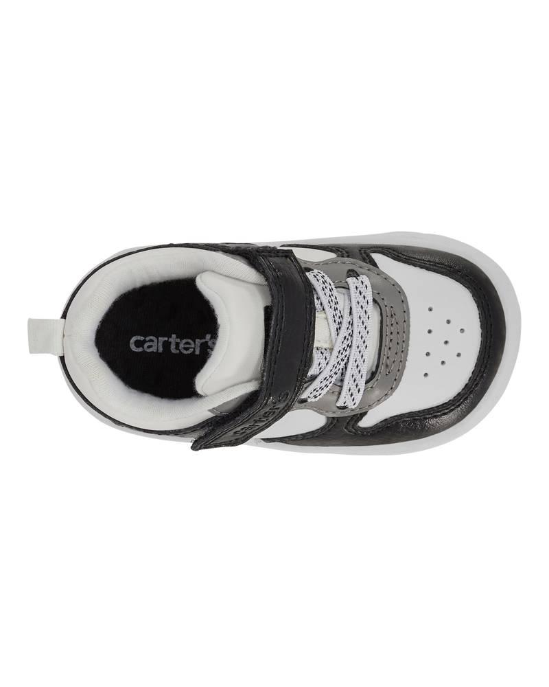 Baby Every Step® First Walker Faux Leather Fashion Sneakers - White/Black, image 4 of 7 slides