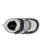 Baby Every Step® First Walker Faux Leather Fashion Sneakers - White/Black, image 4 of 7 slides