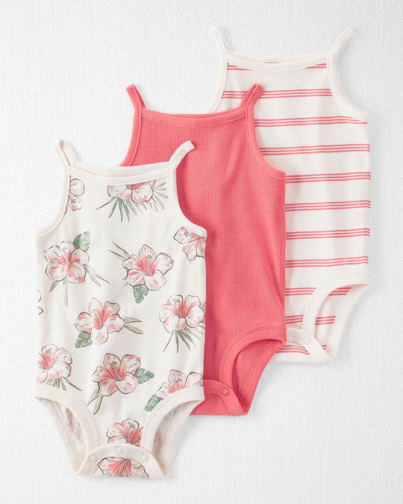Baby 3-Pack Organic Cotton Rib Bodysuits, image 1 of 6 slides