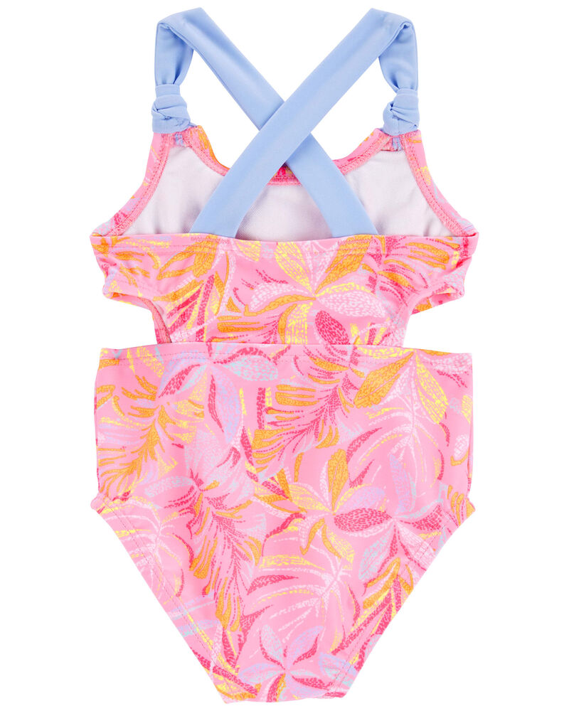Baby Palm Print 1-Piece Cut-Out Swimsuit, image 3 of 4 slides