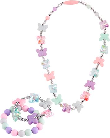 3-Piece Butterfly Necklace & Bracelets Set, 