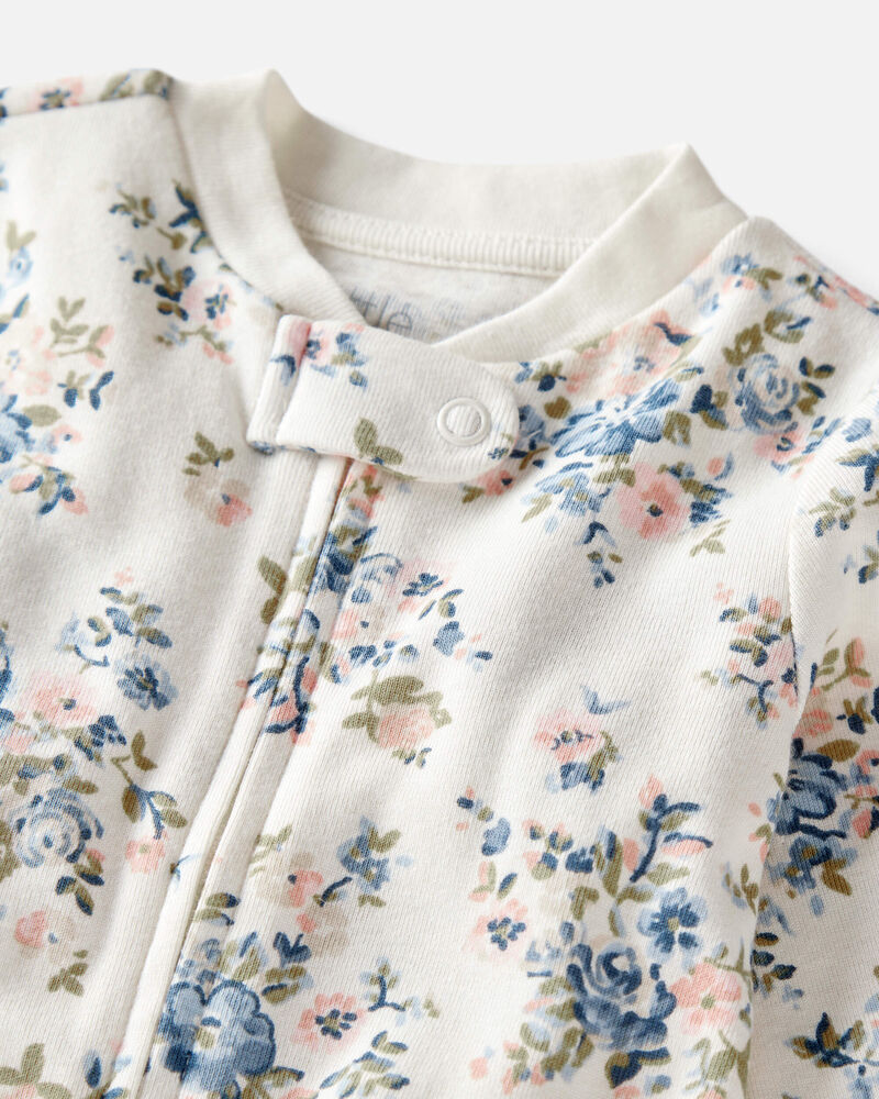 Baby Organic Cotton Floral-Print Sleep & Play Pajamas, image 2 of 4 slides
