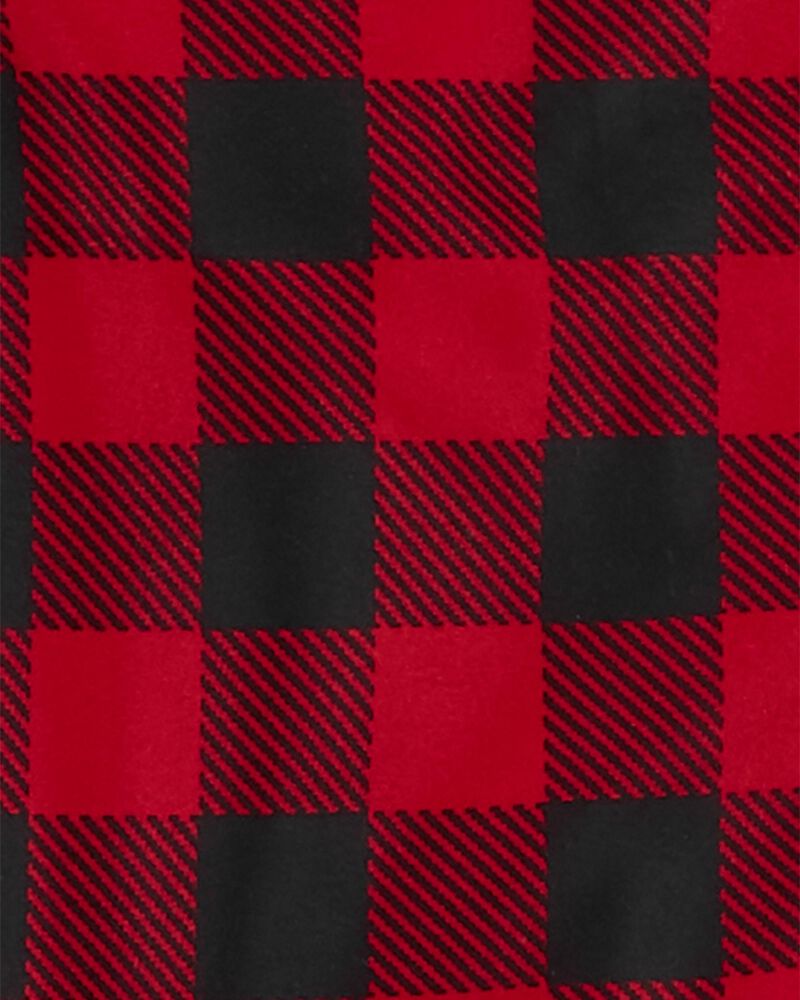 Adult 2-Piece Buffalo Check Fleece Coat-Style Pajamas, image 2 of 3 slides