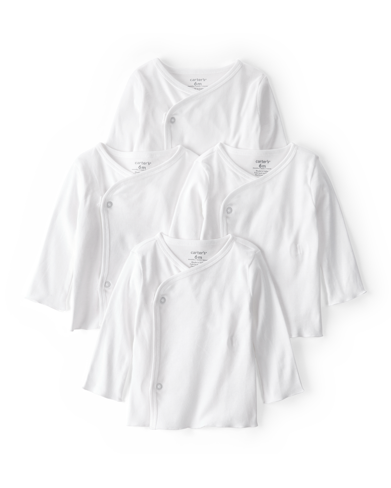 Baby 4-Pack Side-Snap Tees - White, image 1 of 2 slides