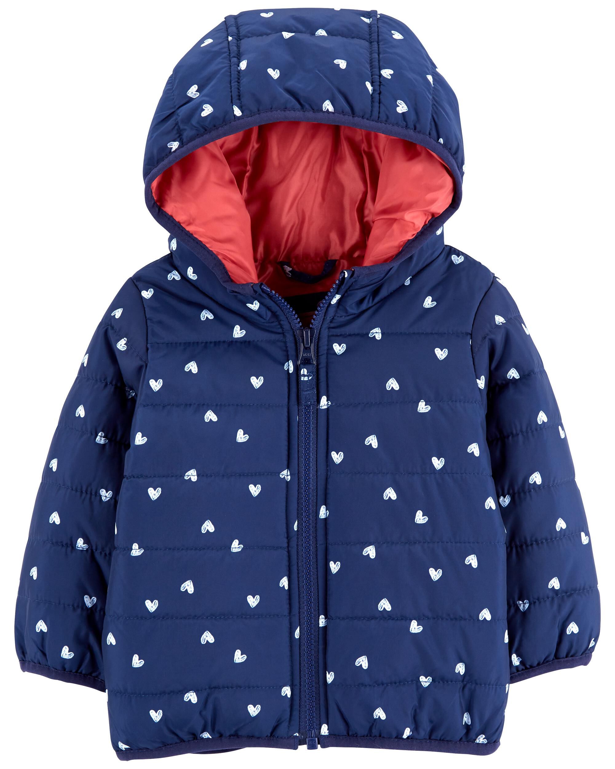 Navy Baby Heart Packable Puffer Jacket skiphop