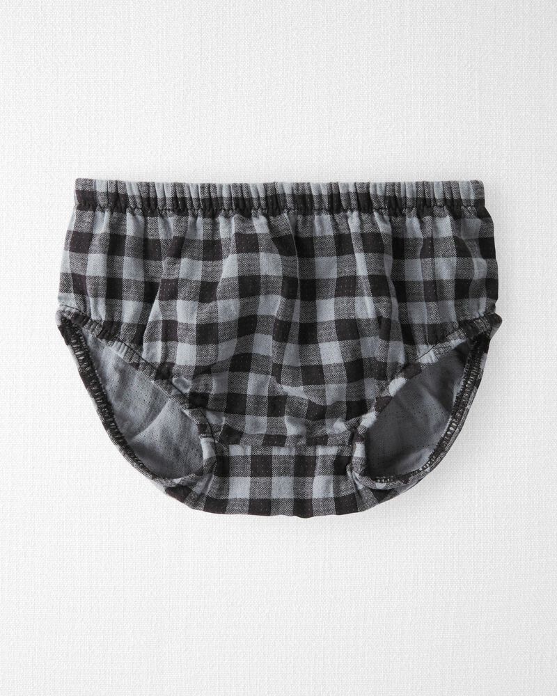 Baby Organic Cotton Plaid Button-Front Dress, image 3 of 6 slides