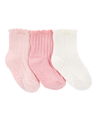 Baby 3-Pack Pointelle Booties - Pink/White, image 1 of 2 slides