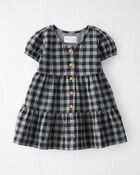 Baby Organic Cotton Plaid Button-Front Dress, image 1 of 6 slides
