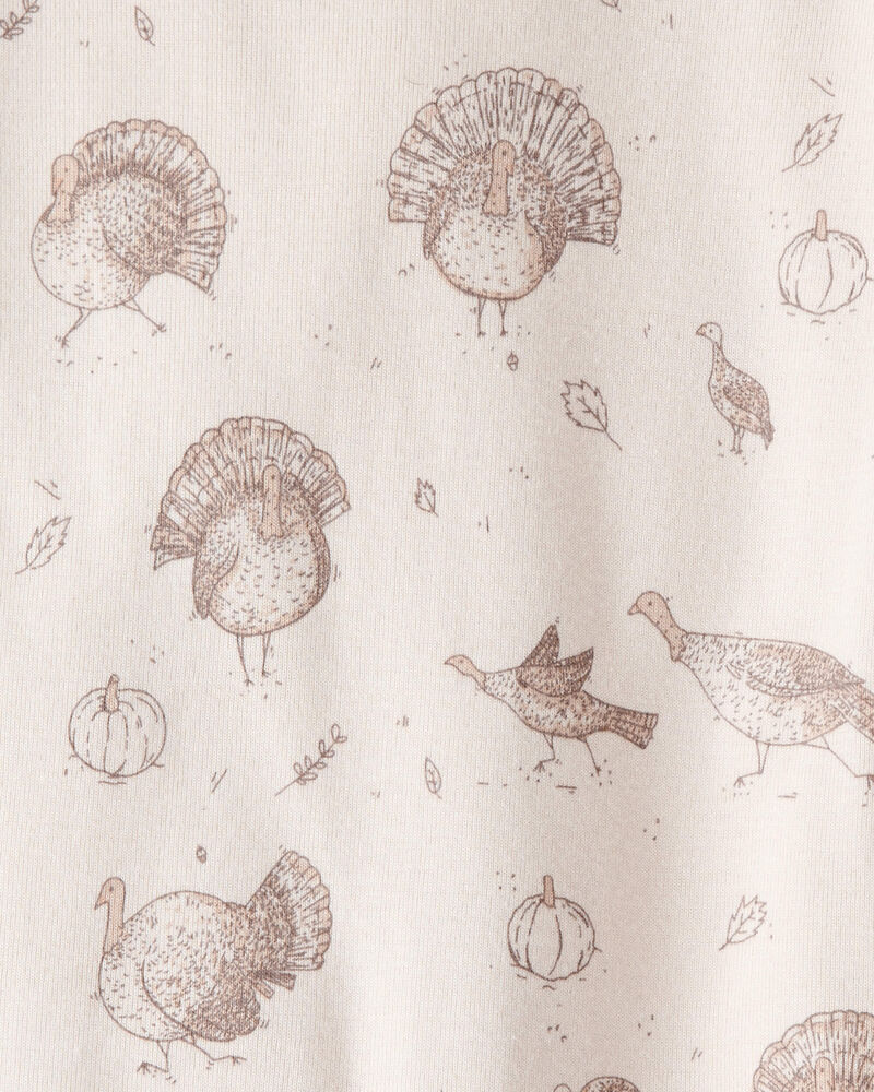 Toddler Organic Cotton Pajamas in Turkey Gobbler Print, image 3 of 5 slides