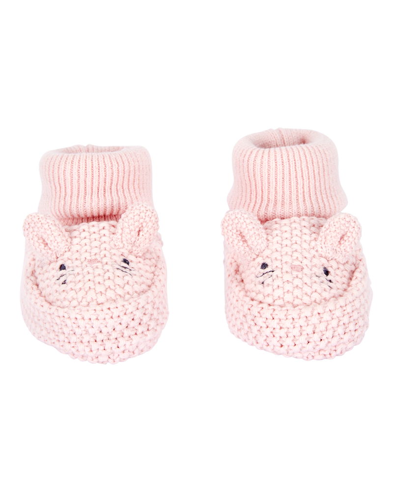 Baby Bunny Crochet Booties - Pink, image 1 of 2 slides