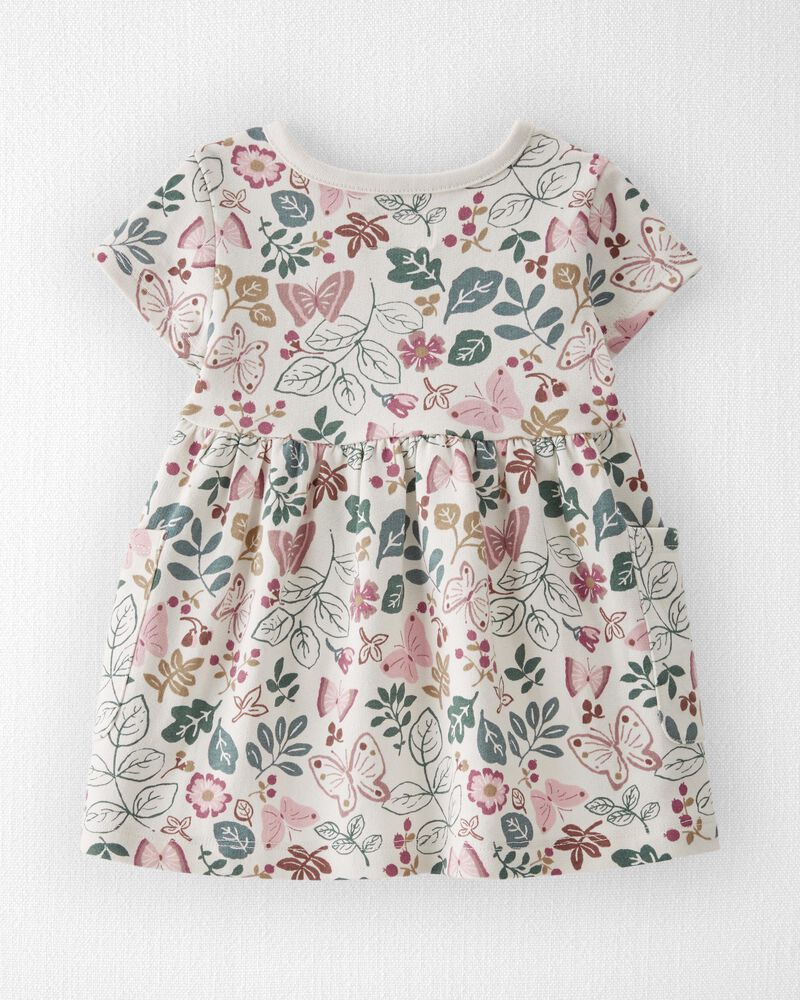 Baby Organic Cotton Butterfly-Print Pocket Dress, image 2 of 6 slides