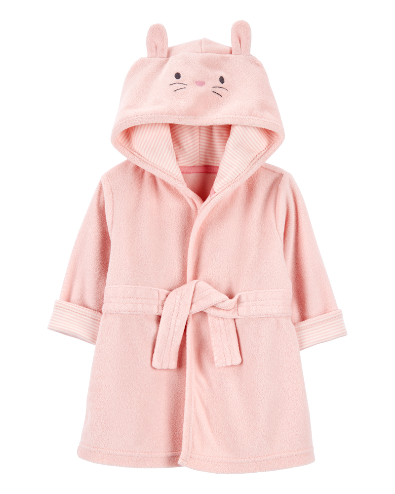 Baby Bunny Hooded Terry Robe - Pink, image 1 of 3 slides