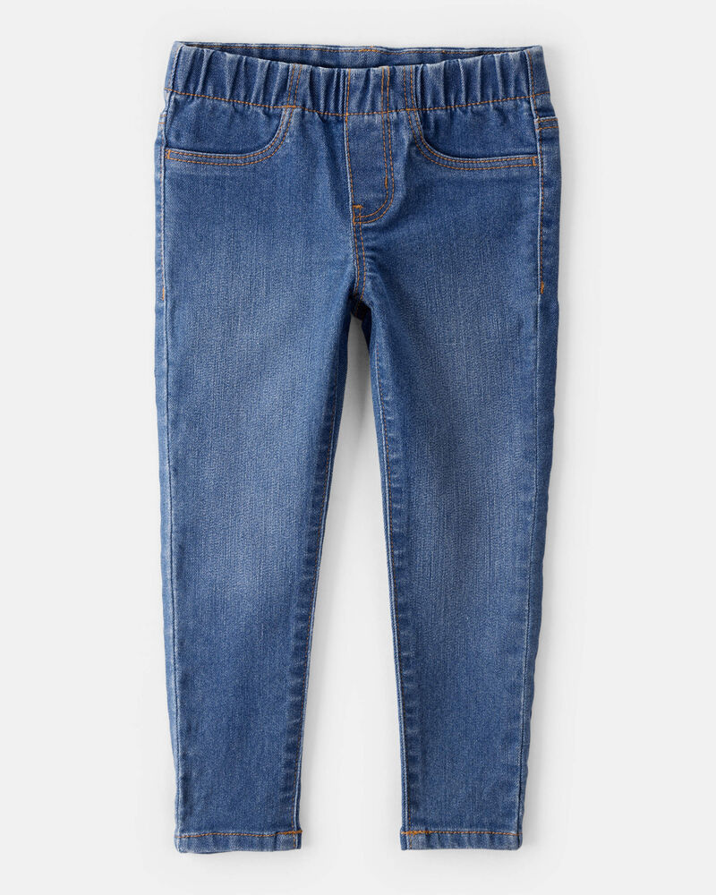Toddler Dark Wash Elastic-Waist Jeggings, image 1 of 5 slides