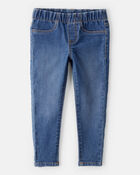 Toddler Dark Wash Elastic-Waist Jeggings, image 1 of 5 slides