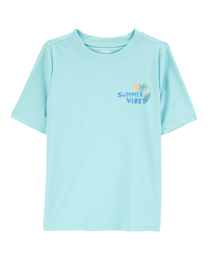 Boys Summer Vibes Short-Sleeve Rashguard - Blue, image 1 of 3 slides