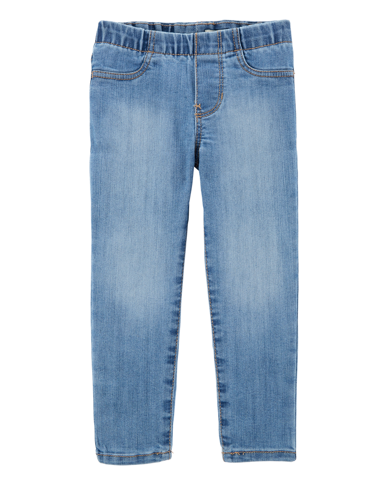 Toddler Light Wash Elastic-Waist Jeggings, image 1 of 5 slides