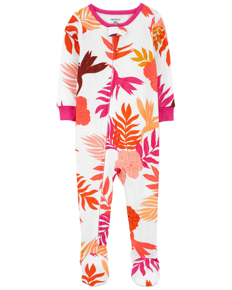 Toddler 1-Piece Floral 100% Snug Fit Cotton Footie Pajamas, image 1 of 2 slides
