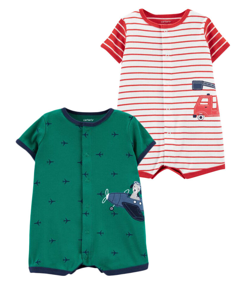 2-Pack Snap-Up Rompers, image 1 of 1 slides