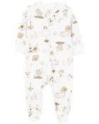 Baby Animals 2-Way Zip Cotton Blend Sleep & Play Pajamas, image 1 of 4 slides