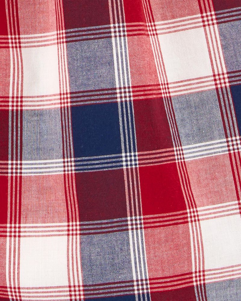 Toddler Plaid Button-Front Picnic Dress, image 3 of 4 slides