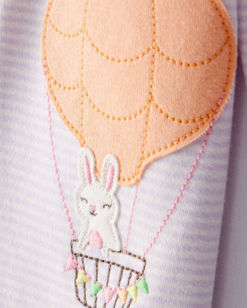 Baby Hot Air Balloon Bunny 2-Way Zip Cotton Sleep & Play Pajamas, image 2 of 5 slides