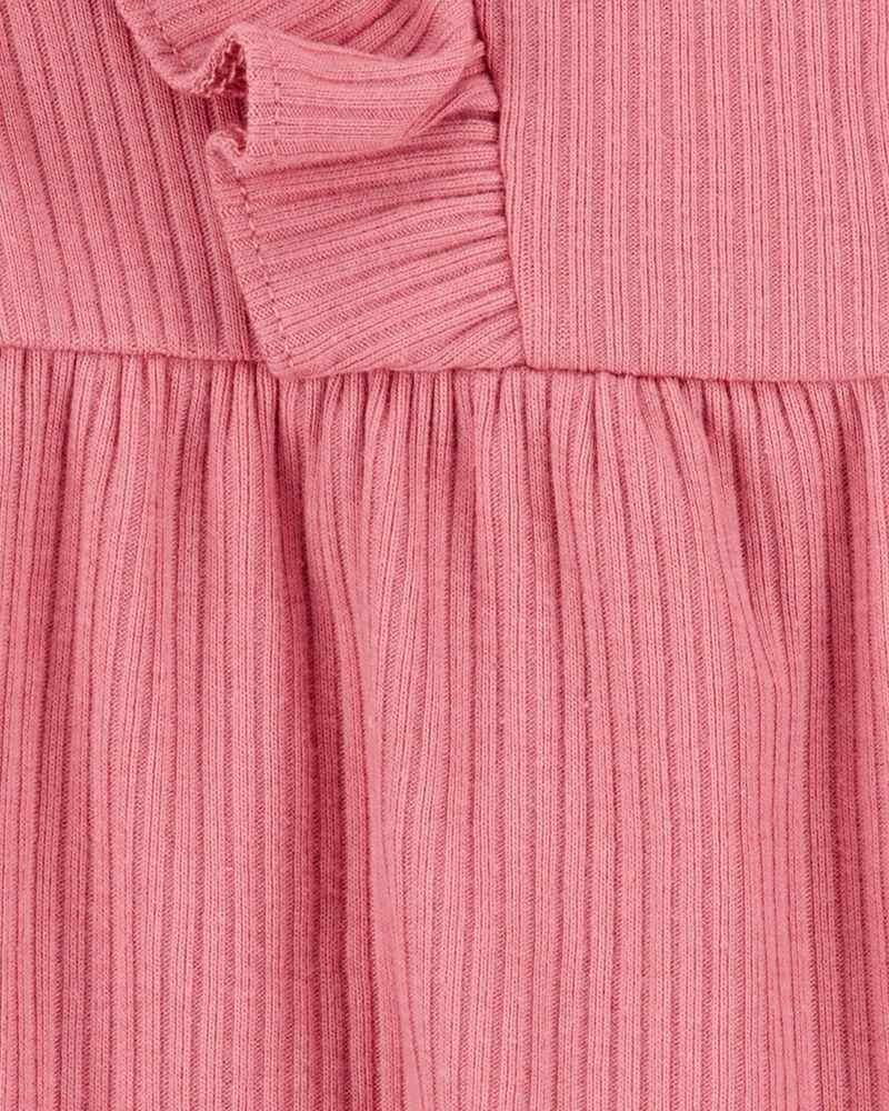Baby Girl 2-Piece Solid Flutter-Sleeve Relaxed Fit Jumpsuit & Headwrap Outfit Set - Pink
, image 2 of 4 slides
