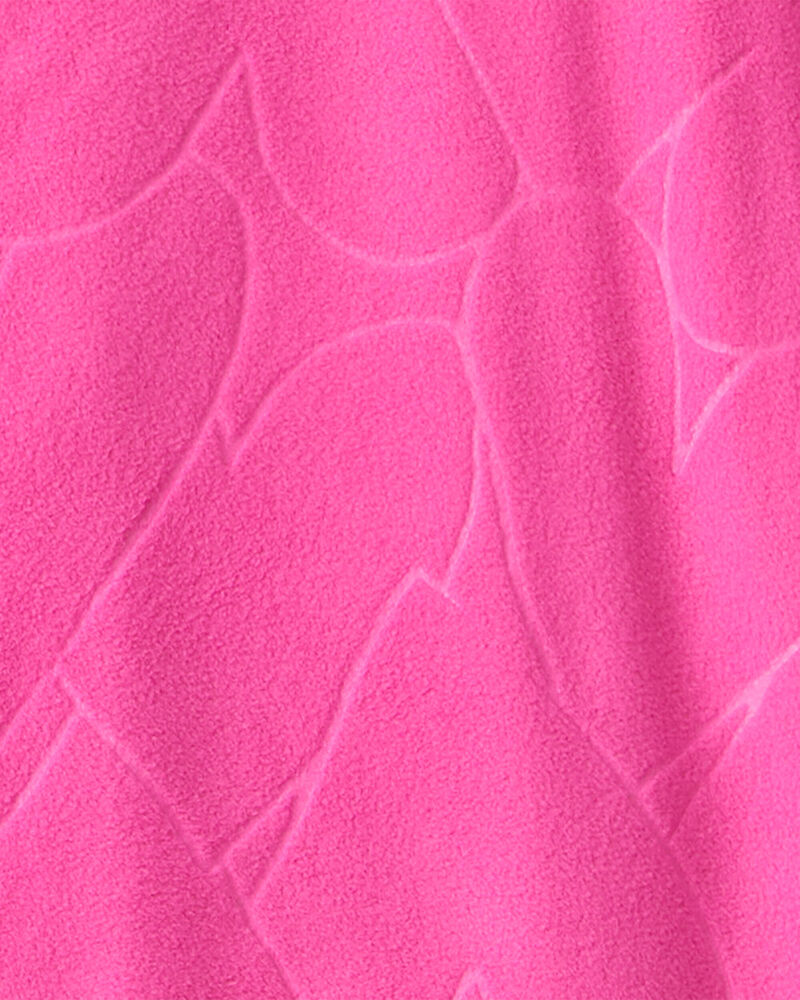 Girls Heart Fleece Long-Sleeve Loose Fit 1-Piece Pajamas - Pink, image 2 of 3 slides