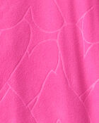 Girls Heart Fleece Long-Sleeve Loose Fit 1-Piece Pajamas - Pink, image 2 of 3 slides
