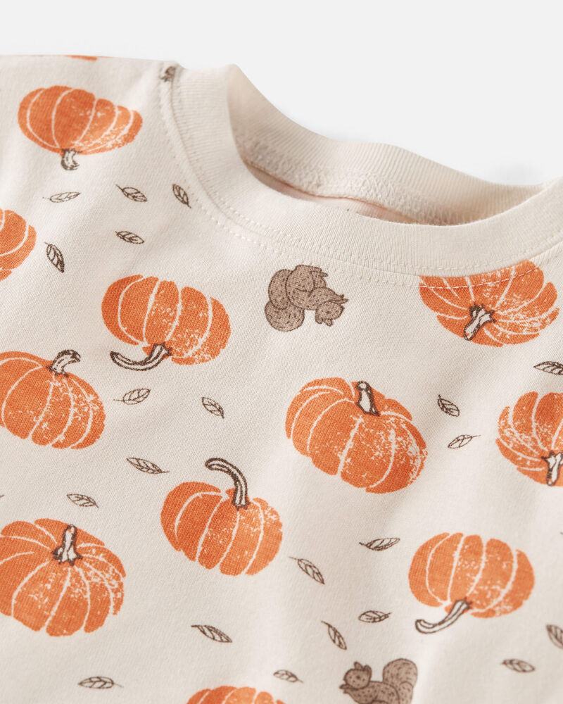 Toddler Organic Cotton Pajamas in Harvest Pumpkins Print, image 2 of 5 slides