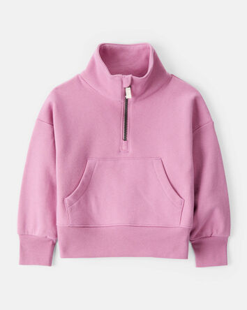 Toddler Girl Long-Sleeve Quarter-Zip Pullover Sweatshirt - Pink, 