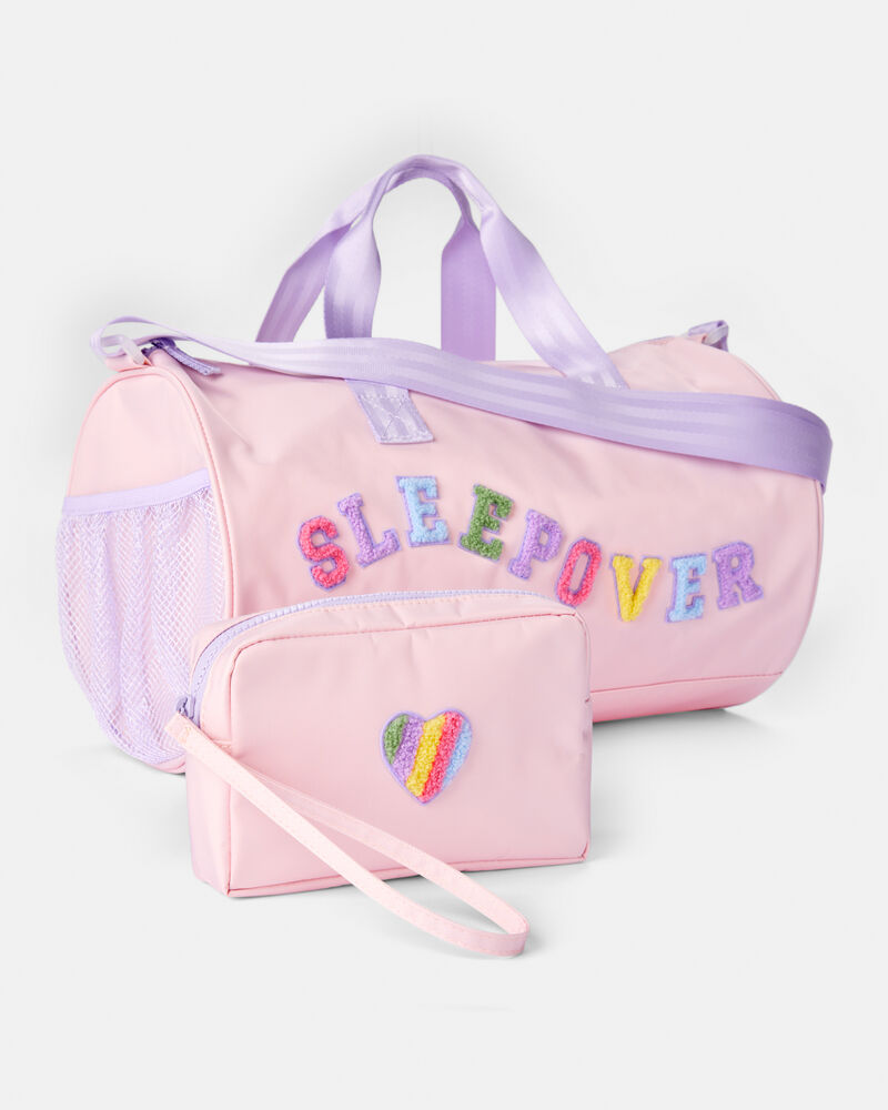 Girls Rainbow Heart Sleepover Bags Set - Pink, image 1 of 1 slides
