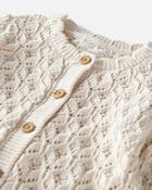 Baby Girl Organic Cotton Pointelle Sweater, image 2 of 4 slides