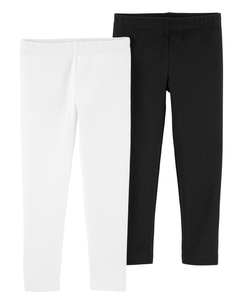 Baby 2-Pack Black & White Cotton Stretch Leggings, image 1 of 4 slides