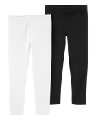 Baby 2-Pack Black & White Cotton Stretch Leggings, image 1 of 4 slides