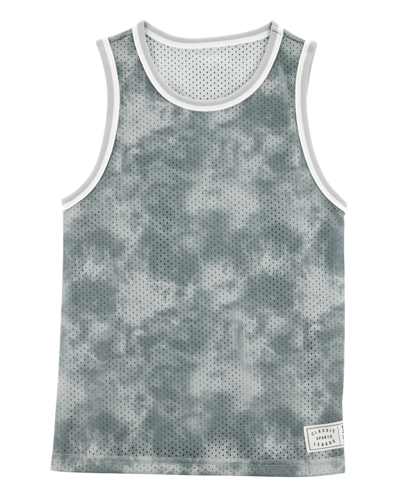 Kid Active Tie Dye Mesh Tank - Grey, image 1 of 3 slides