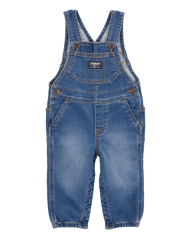Baby Knit-Like Denim Overalls - Medium Wash, image 1 of 5 slides