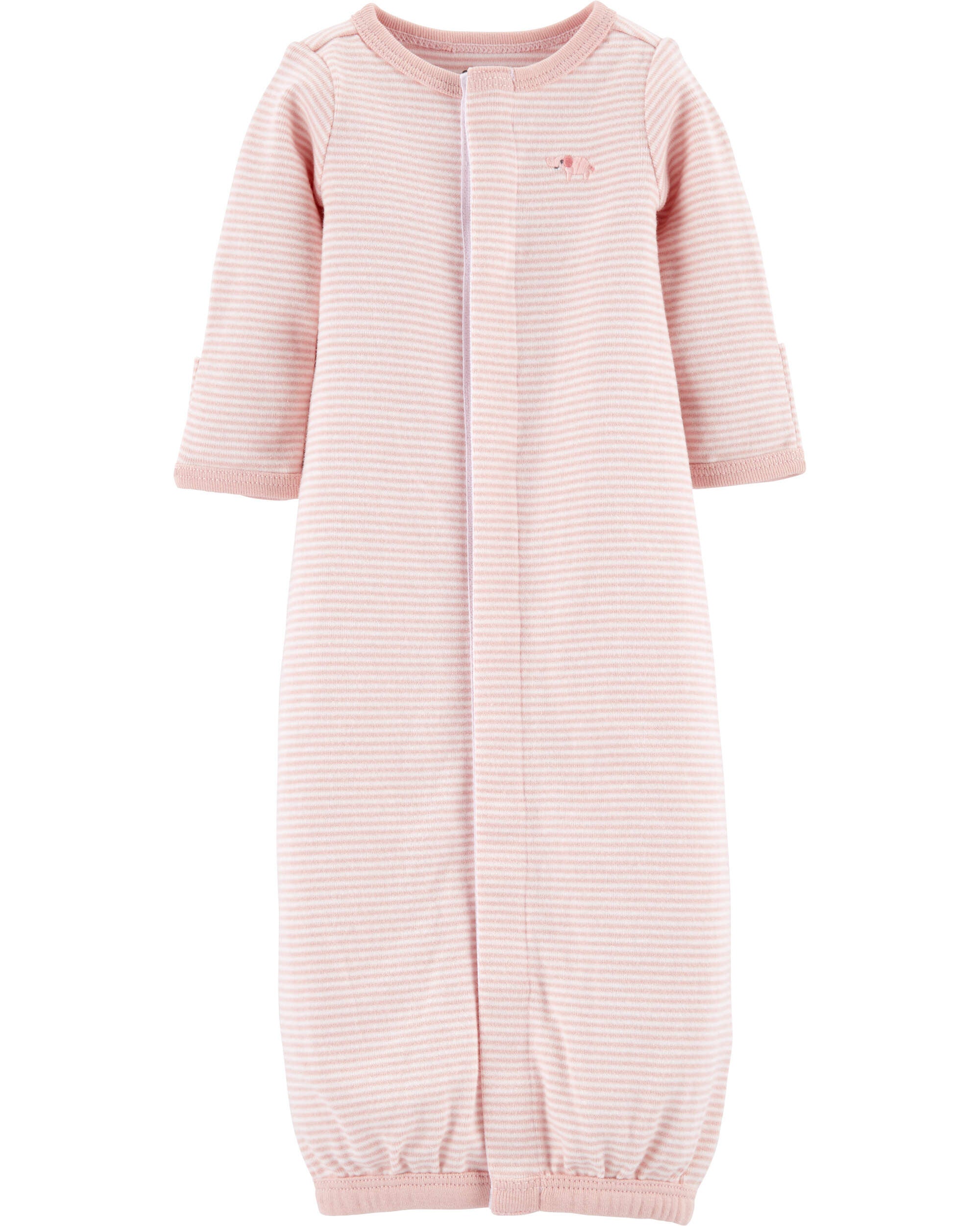 Pink Baby Preemie Striped Cotton Sleeper Gown skiphop