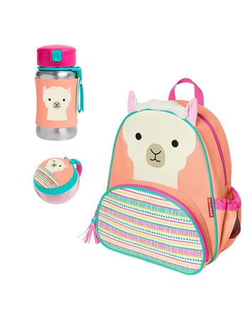 Little Kid 3-Piece Llama Backpack, Straw Bottle & Snack Cup Set, 