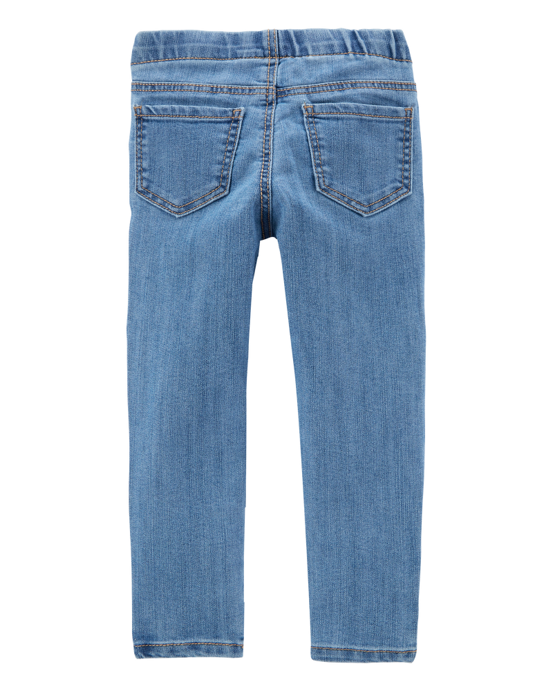 Toddler Light Wash Elastic-Waist Jeggings, image 2 of 5 slides