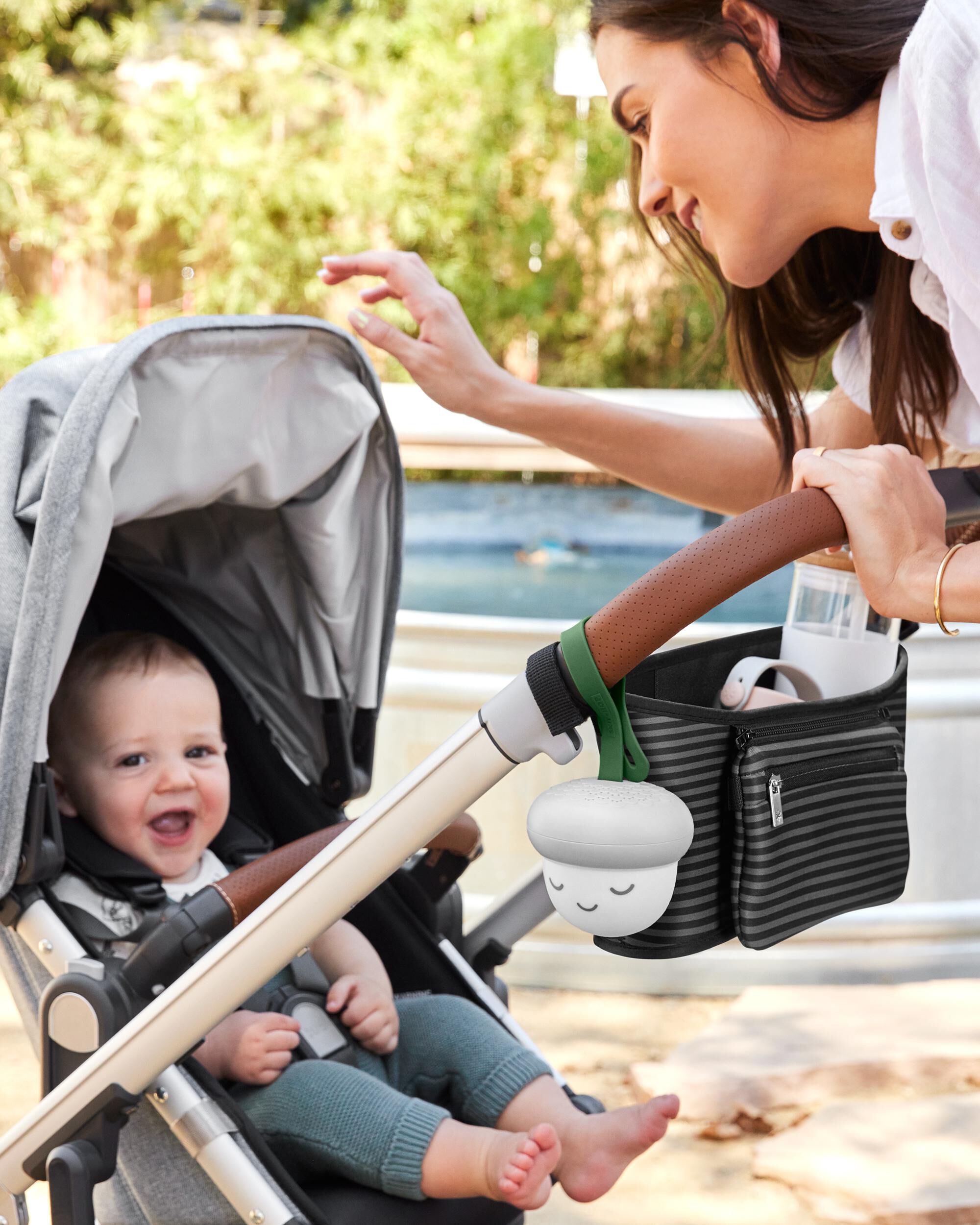 Black Grey Stripe Grab Go Stroller Organizer skiphop