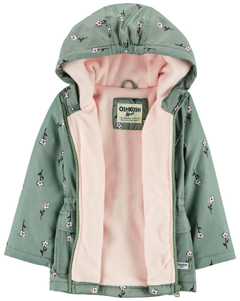 Toddler Floral Print Fleece Lined Jacket , image 2 of 3 slides