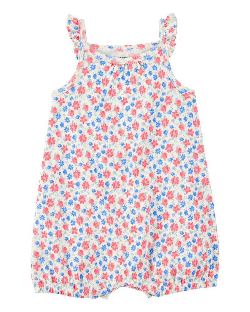 Baby Floral Cotton Romper, image 1 of 3 slides