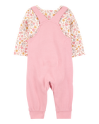 Baby 2-Piece Floral Bunny Long-Sleeve Tee & Coverall Set - Pink, image 2 of 7 slides
