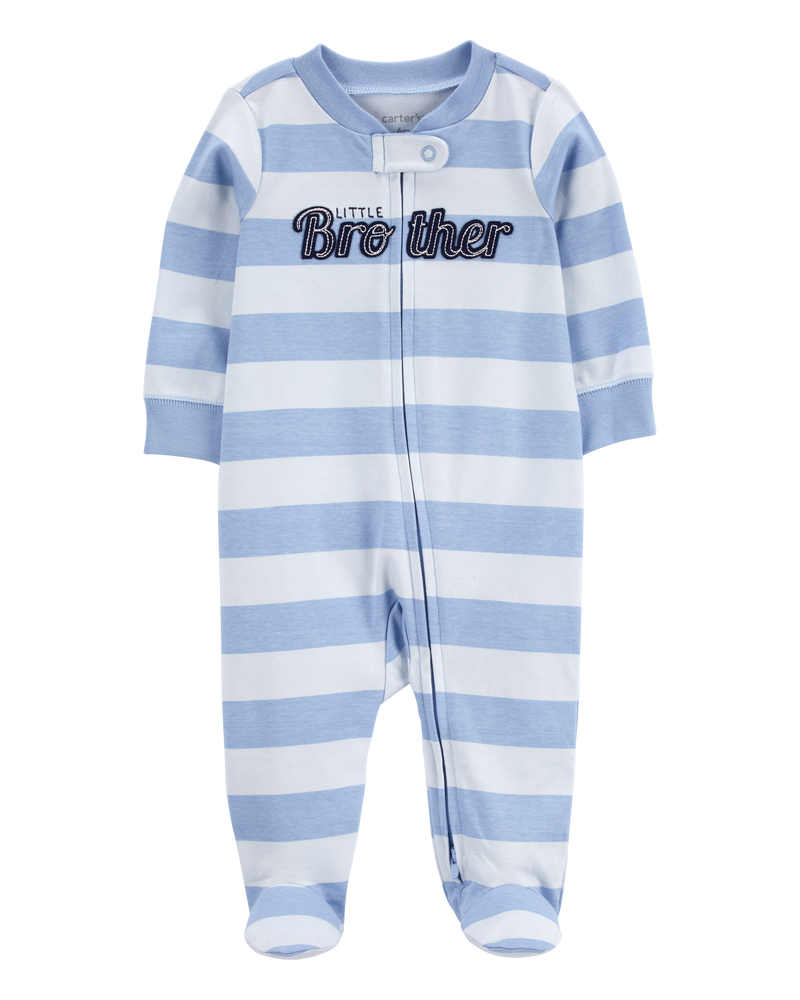 Baby Little Brother 2-Way Zip Cotton Sleep & Play Pajamas, image 1 of 4 slides