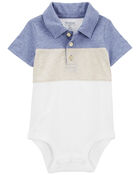 Baby Colorblock Striped Henley Bodysuit, image 1 of 3 slides
