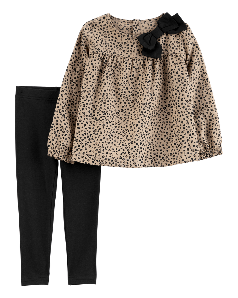 Toddler 2-Piece Leopard Top & Legging Set, image 1 of 3 slides