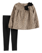 Toddler 2-Piece Leopard Top & Legging Set, image 1 of 3 slides
