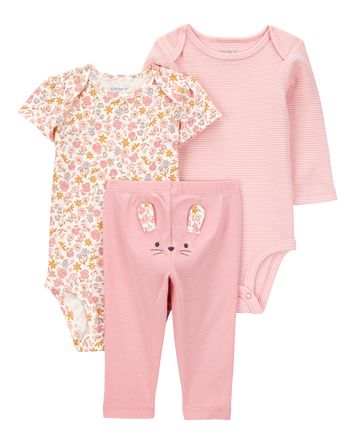 Baby Girl 3-Piece Floral Mouse Little Character Set® - Pink, 